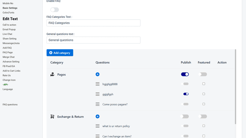 In built FAQ