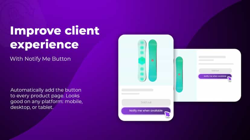 Product page showing a Notify Me button for out-of-stock items