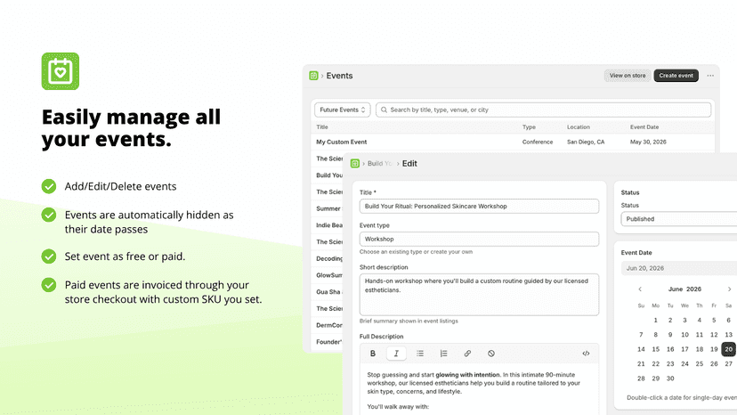 Easily manage all your events.