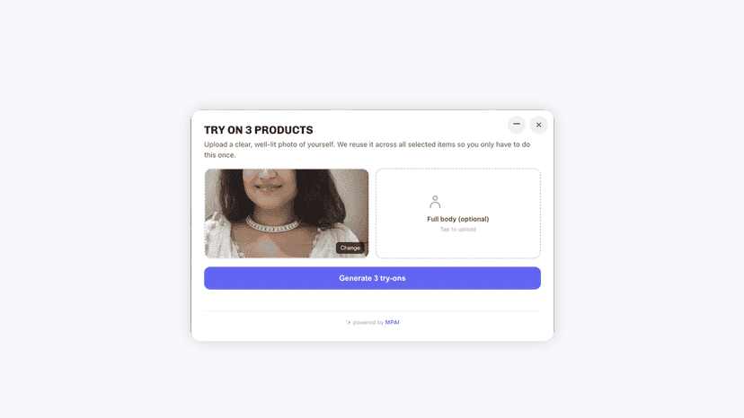 One-photo onboarding — shoppers start in seconds