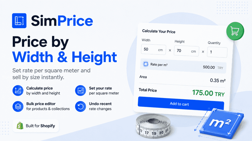 SimPrice size based product price calculator