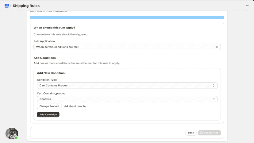 shipping rule product condition