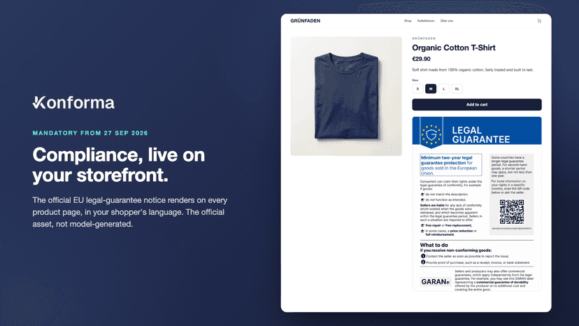 EU legal-guarantee notice on the product page