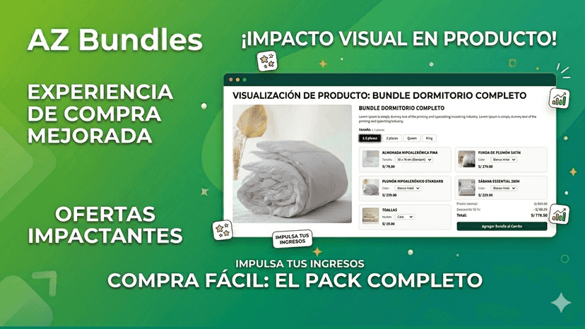 AZ Bundles: Visualización de packs en la página de producto