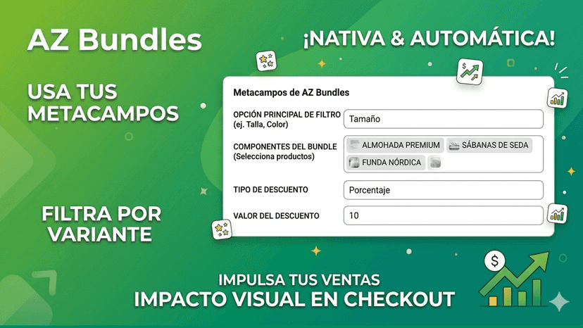AZ Bundles: Configuración nativa con metacampos de Shopify