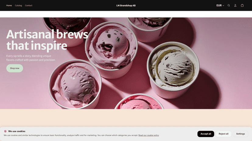 Clean, GDPR-compliant cookie banner on your storefront