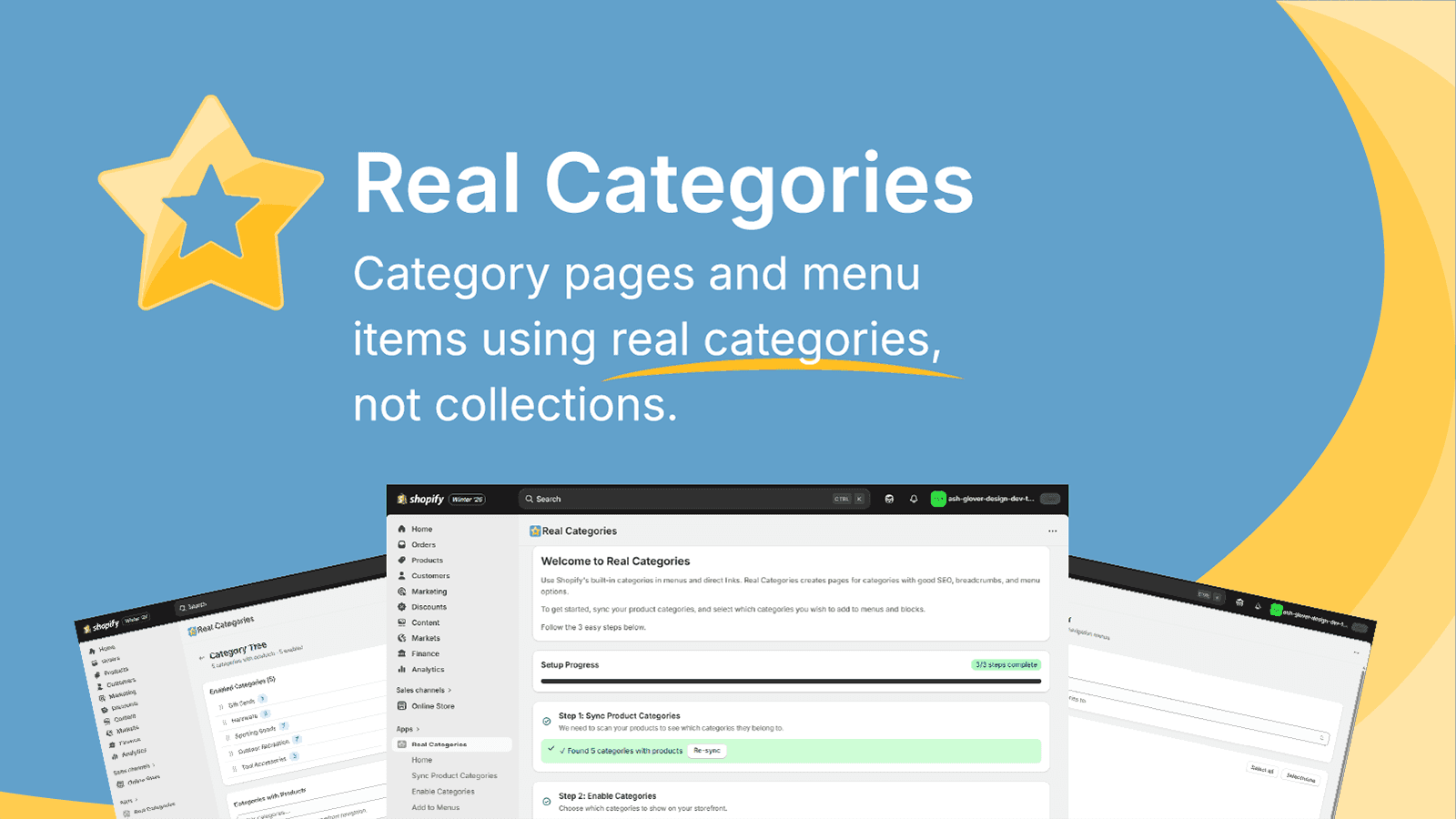Category pages and menu items using real categories