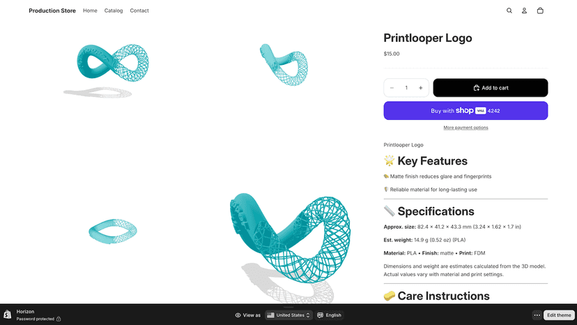 See your ready to go product listing on Shopify