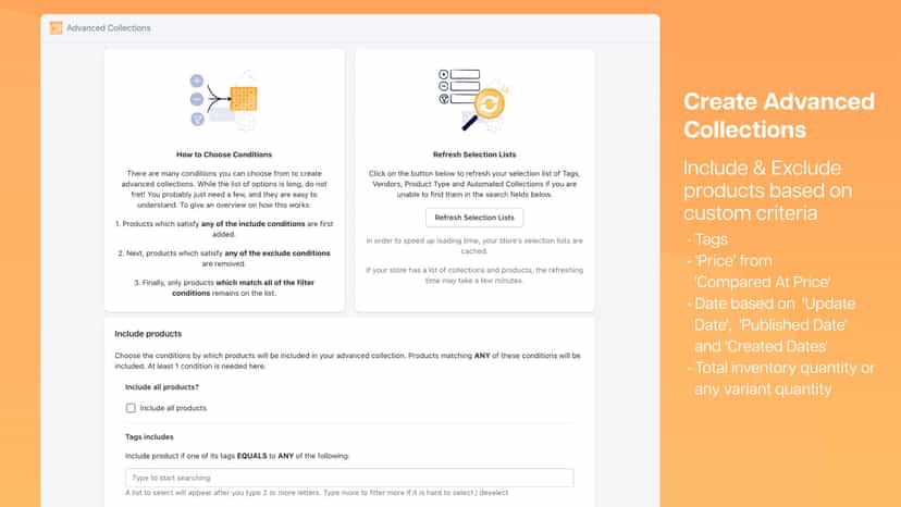 Create collections with advanced condition