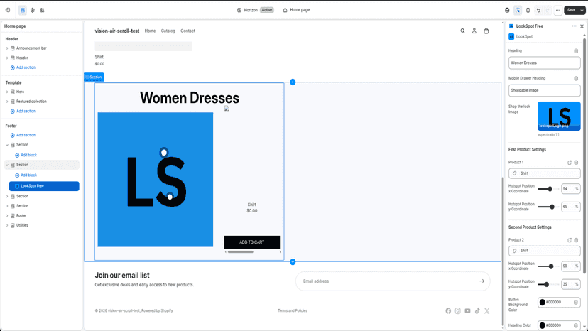 Theme editor panel