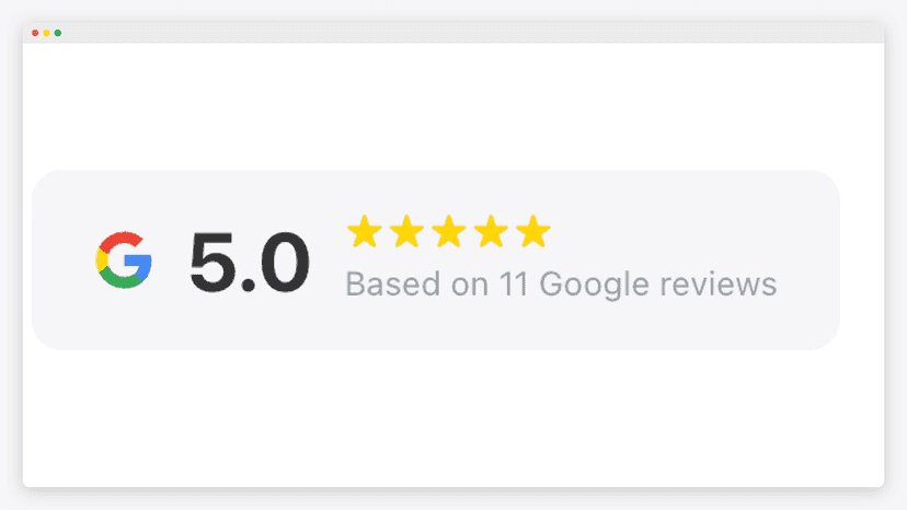 Google star rating and review count below the product title