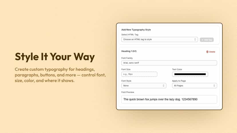 Apply chosen fonts to specific pages or elements for styling.