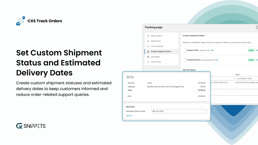 Set Custom Shipment Status and Estimated Delivery Dates