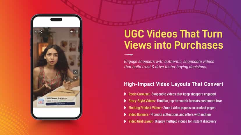 Shoppable video reels displayed on storefront