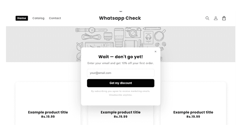 Exit intent popup in store