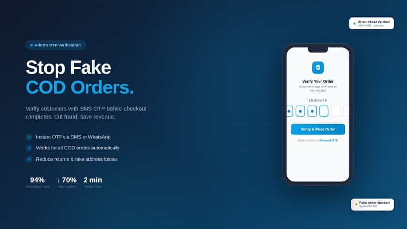 Stop fake COD orders with SMS OTP verification