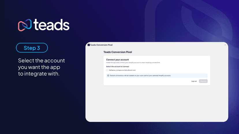 Select the account you want the app to integrate with