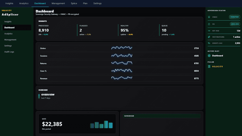 AdSplicer Settings — configure alerts and thresholds