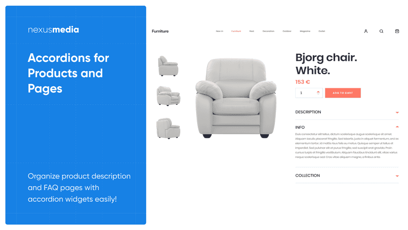 Accordions for Products and pages
