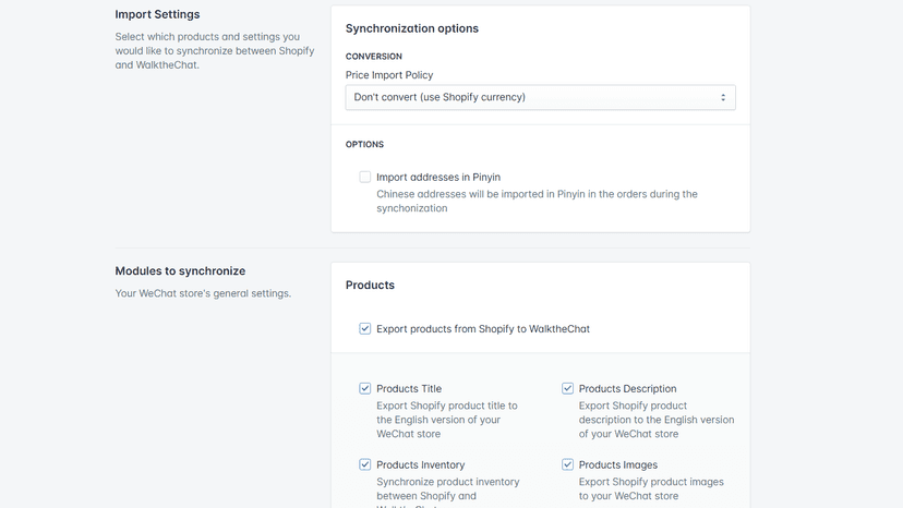 Shopify settings