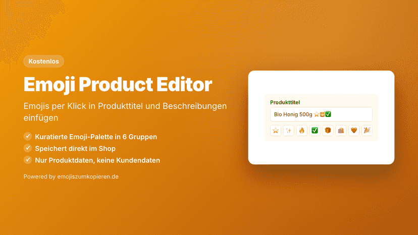 Emoji-Editor für Shopify-Produkttitel und Beschreibungen