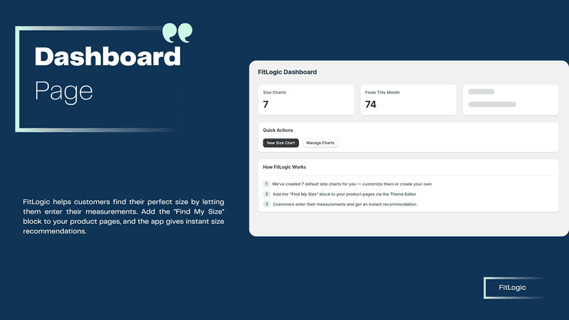 FitLogic dashboard guiding steps to set up and use the app