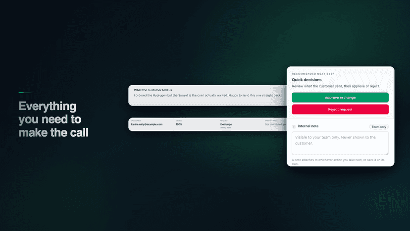 Request detail with the customer's reason and decision buttons