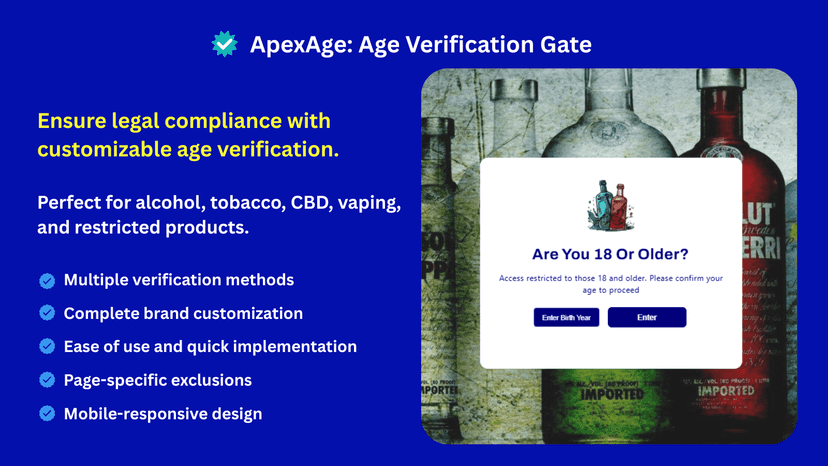 Professional age verification gate for restricted product stores