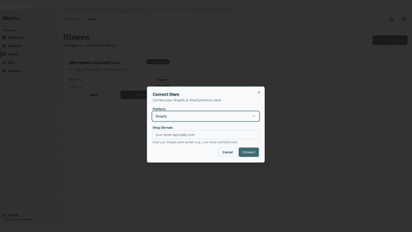 Connect your store to export product to