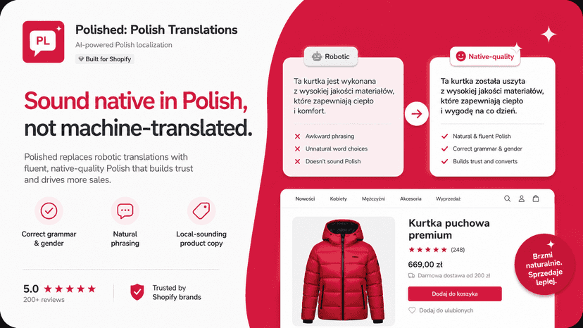 Compare robotic translation with natural Polish