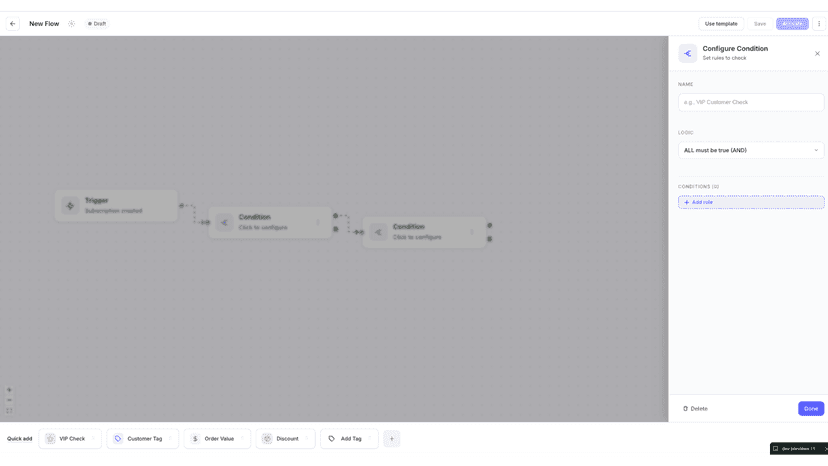 Visual automation flow builder for reward workflows