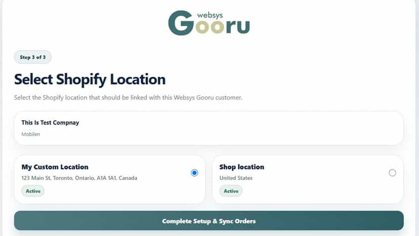 Customer verification setup screen