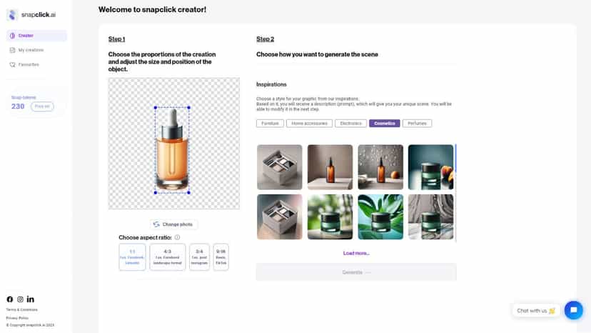 Upload your product photo and choose inspirations