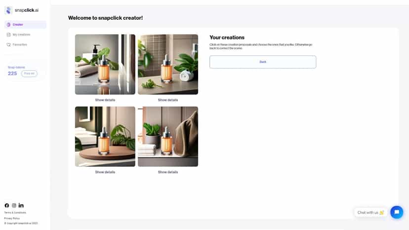Choose 1 to 4 suggestions of your product with new background