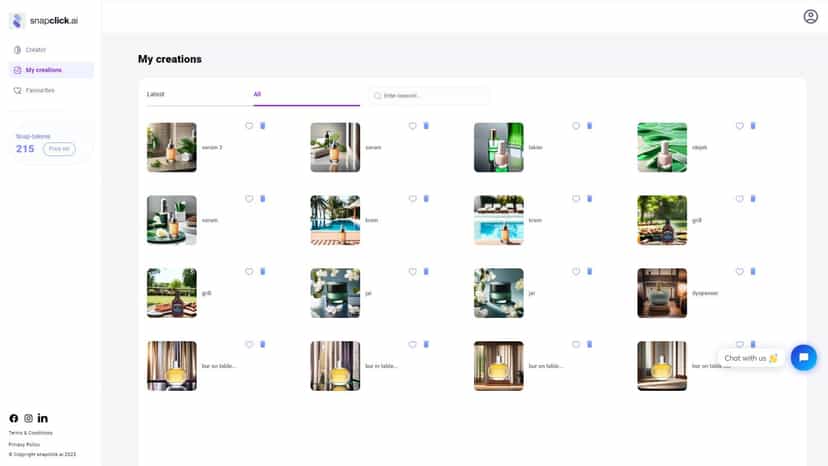 List of your saved background images