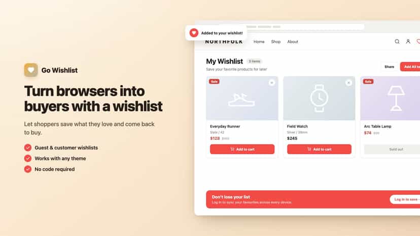 Go wishlist - let shoppers save what they love and back to buy