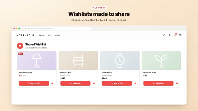 Read-only shared wishlist opened from a link