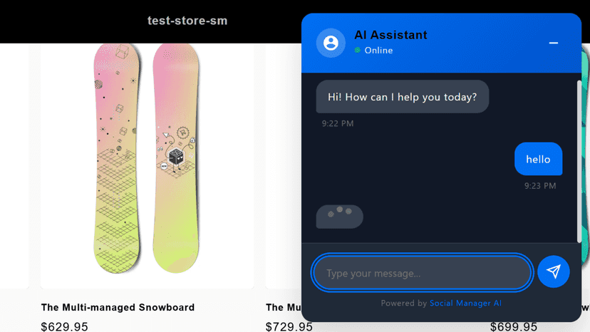 Social Manager Chat window hello