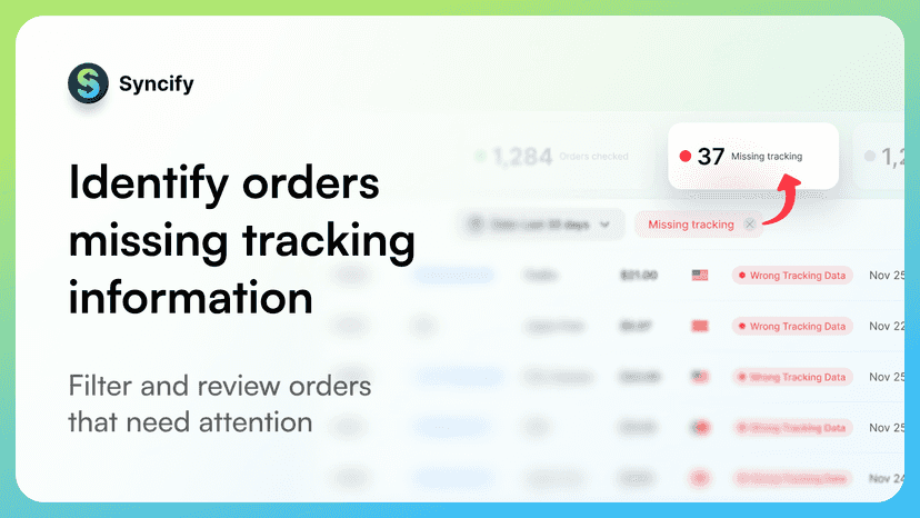 Identify orders missing tracking