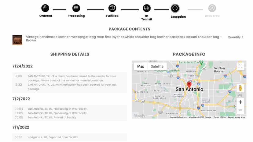 Showing the package location on the map