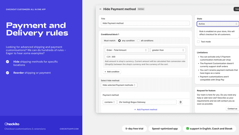 Hide/Rename/Reorder Payment or delivery methods
