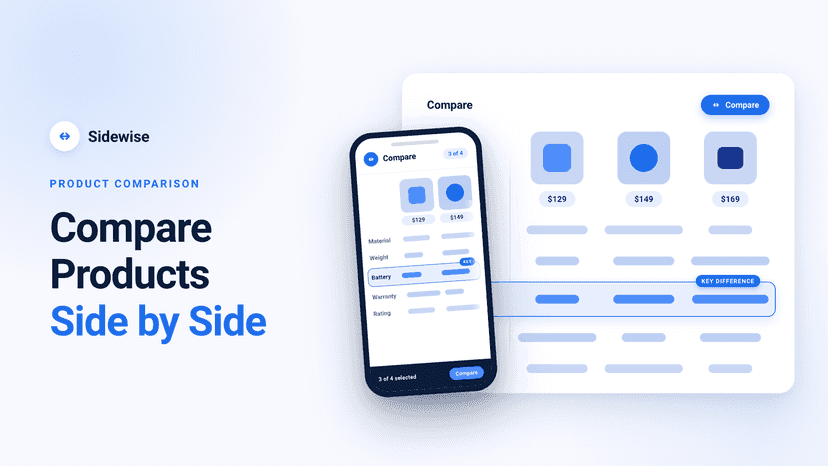 Sidewise product comparison on desktop and mobile views.