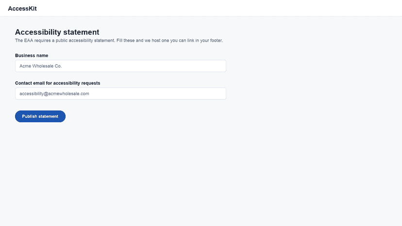 Accessibility statement builder and the hosted statement page