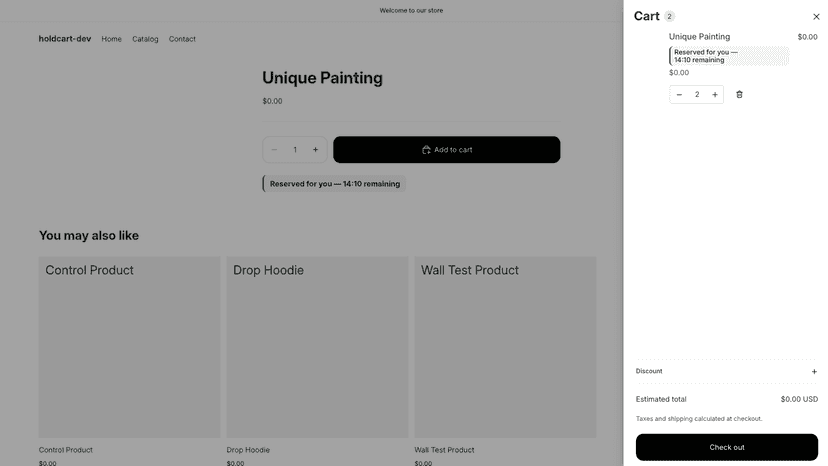 Cart with reserved product
