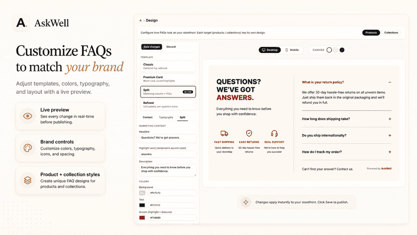 Edit FAQ Block to Match your Brand (AskWell AI FAQ)