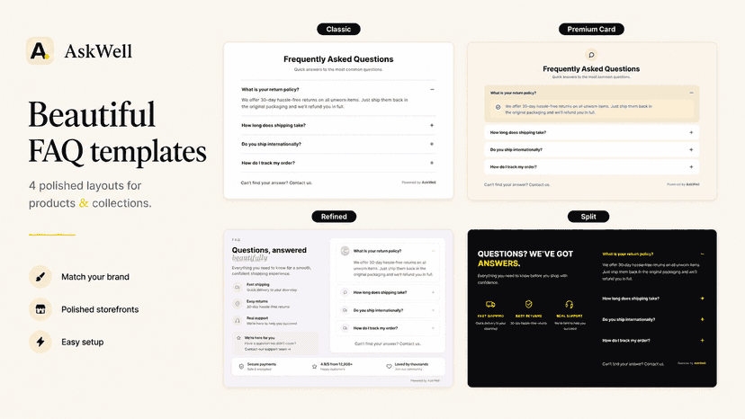 Beautiful Mobile Friendly FAQ Templates (AskWell AI FAQ)