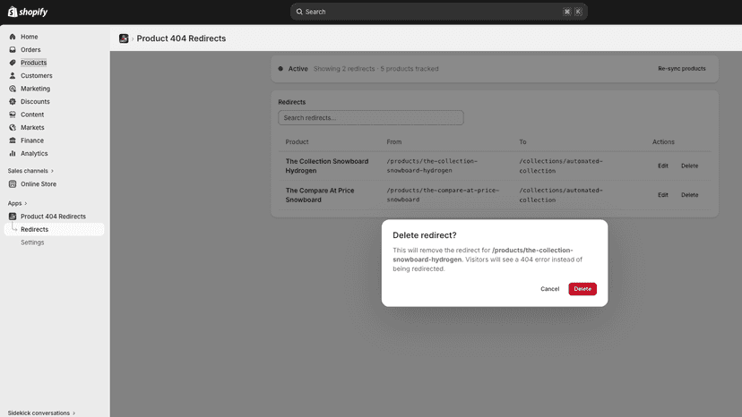 Delete redirect