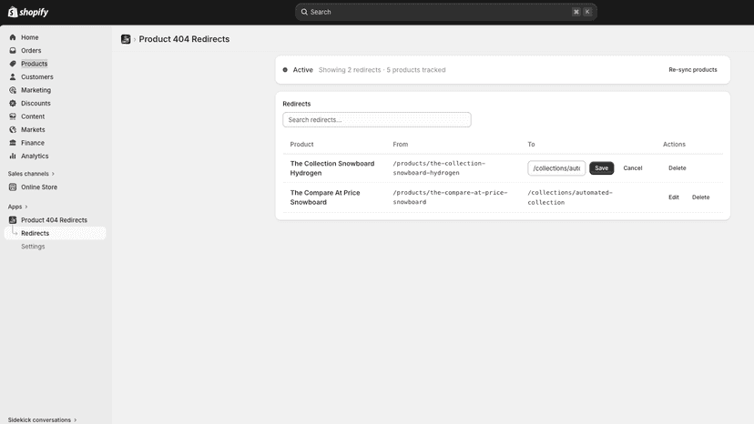 Edit redirect