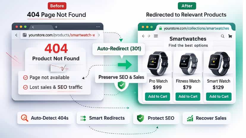 Auto-redirect 404 pages to recover traffic
