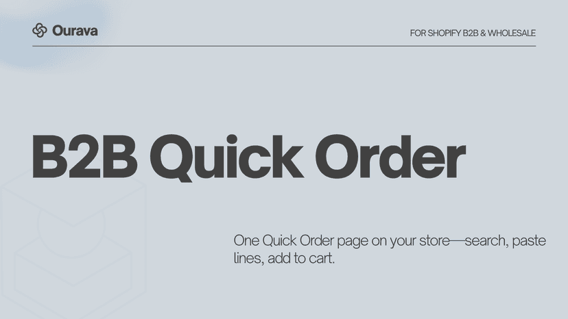 B2B Quick Order intro for Shopify B2B and wholesale stores